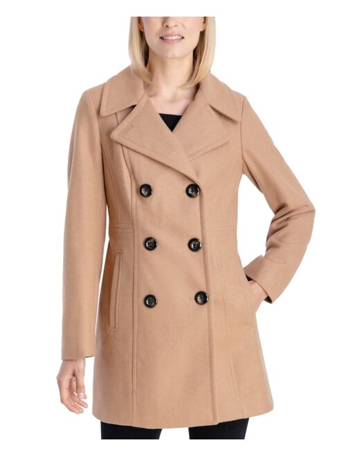 ANNE KLEIN Women's Double-Breasted Wool Blend Peacoat, Created for Macy's