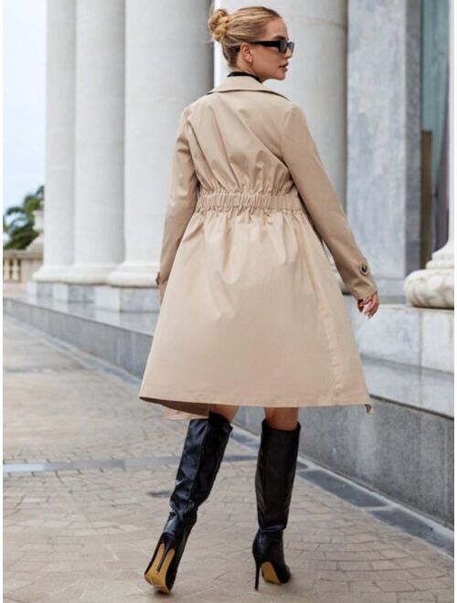 SHEIN Essnce Lapel Neck Single Breasted Trench Coat