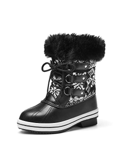 Girls Mid-Calf Winter Snow Boots for Little Kids/Big Kids