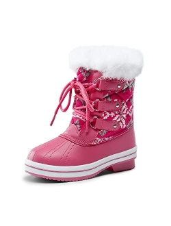 Girls Mid-Calf Winter Snow Boots for Little Kids/Big Kids