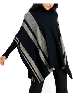 Striped Turtleneck Poncho Sweater, Created for Macy's