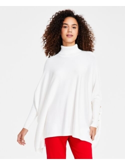 JM COLLECTION Plus Size Solid Turtleneck Poncho Sweater, Created for Macy's
