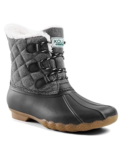 KOLILI Women's Duck Boots Waterproof, Cold Weather Winter Boots, Insulated Warm Snow Boots