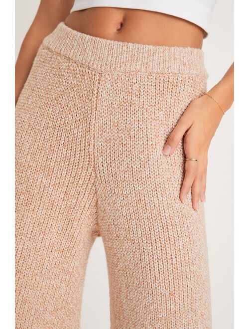 Lulus Chill Mood Heather Beige High-Rise Sweater Pants