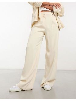 front pleat pants in camel