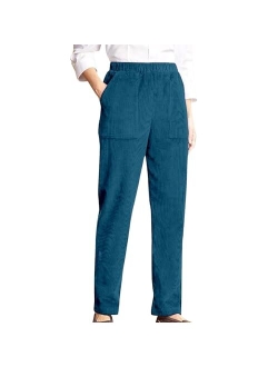 sdbrld Corduroy Pants for Women Vintage High Waisted Straight Wide Leg Pants Fall Winter Work Lounge Trousers with Pockets