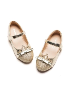SOFTKIDS Toddler Girls Dress Shoes Little Kids Mary Jane Princess Girl Ballet Flats Glitter Ballerina