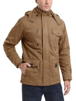 Men's Winter Coat Military Jacket Fleece Lined Parka Cotton Cargo Jacket