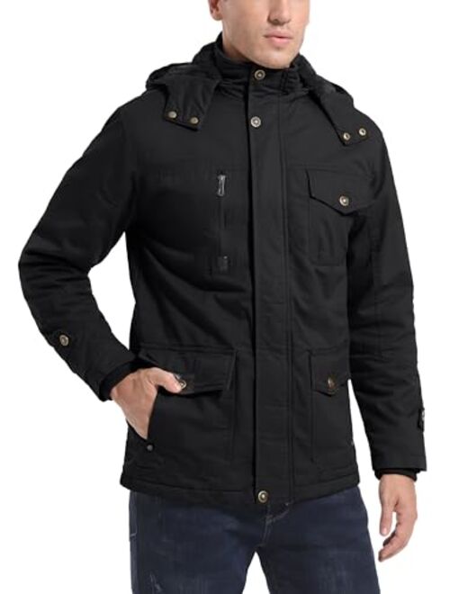 MAGCOMSEN Men's Winter Coat Military Jacket Fleece Lined Parka Cotton Cargo Jacket
