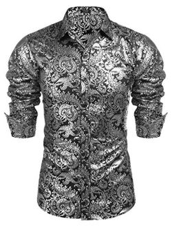 Men's Luxury Design Shirts Floral Dress Shirt Casual Button Down Shirts