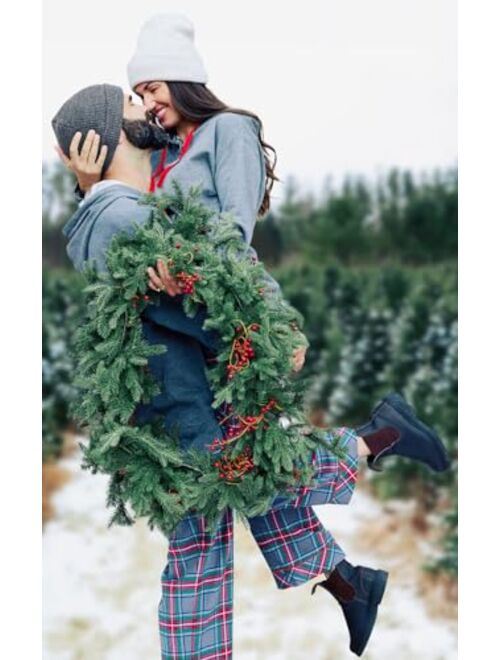 PajamaGram Christmas Plaid Couples PJs - Hoodie Top Plaid Flannel Pajamas - Sold Separately