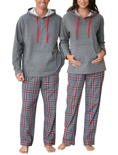 PajamaGram Christmas Plaid Couples PJs - Hoodie Top Plaid Flannel Pajamas - Sold Separately