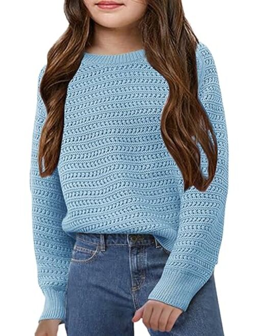 Meikulo Girls Knit Sweaters Kids Fashion Chunky Crewneck Pullover Jumper Tops 5-14 Years