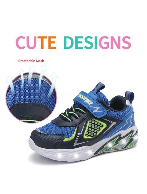 CNFOOTJKY Toddler Boys Light Up Shoes Breathable Mesh LED Flashing Lightweight Walking Sneakers for Toddler and Little Kids