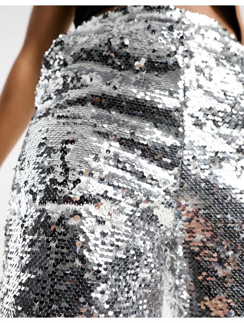 Extro & Vert flared sequin pants in silver