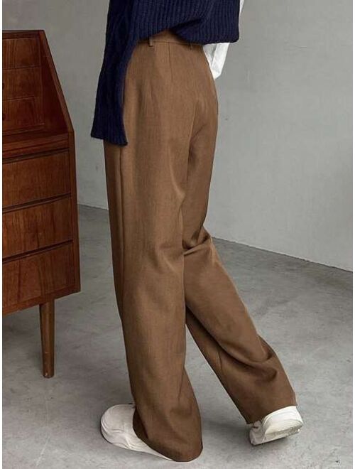 FRIFUL Solid Color Straight Leg Pants