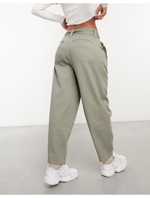 ASOS DESIGN high waisted belted pants in olive