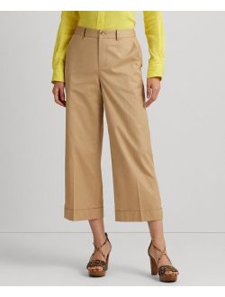 Lauren Ralph Lauren Women's Pleated Cotton Twill Cropped Pant
