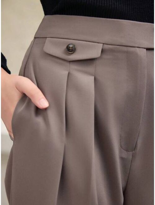 Anewsta Pocket Cover Design Dress Pants
