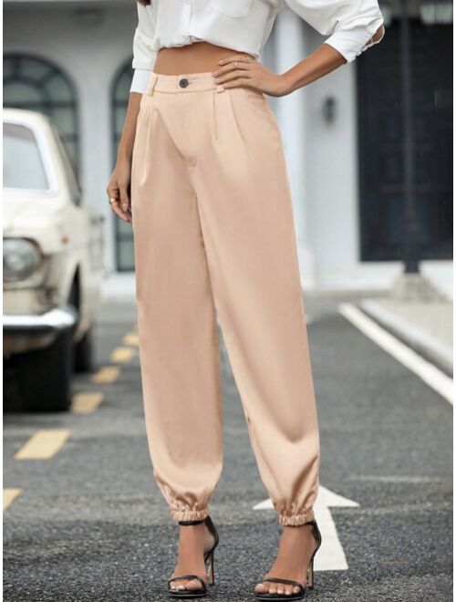 Solid Color Tapered Suit Pants