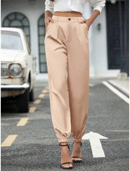 Solid Color Tapered Suit Pants