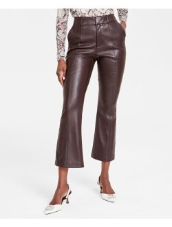 I.N.C. International Concepts Women's Faux-Leather Kick-Flare Pants, Created for Macy's