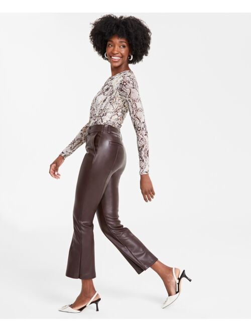 I.N.C. International Concepts Women's Faux-Leather Kick-Flare Pants, Created for Macy's