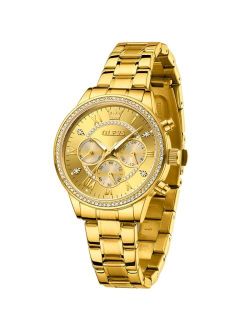 Watches for Women Rose Gold Dress Fashion Diamond Chronograph Waterproof Luminous Quartz Stainless Steel Lady Watch Reloj para Mujer