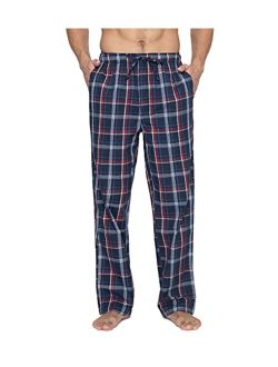 Men's 100% Cotton Woven Plaid Pajama Pants Lounge Sleepwear Pants PJ Lightweight Bottoms Drawstring and Pockets M38