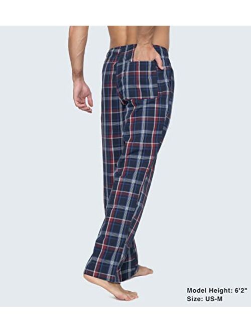LAPASA Men's 100% Cotton Woven Plaid Pajama Pants Lounge Sleepwear Pants PJ Lightweight Bottoms Drawstring and Pockets M38