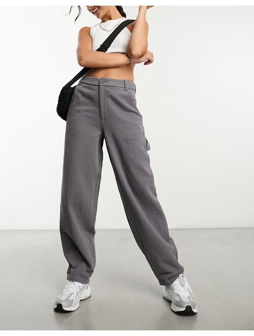 ASOS DESIGN cheesecloth jogger pants in charcoal