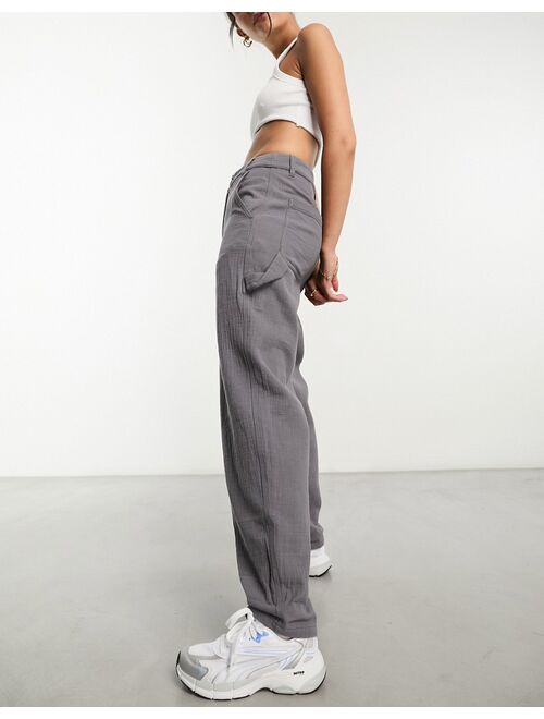 ASOS DESIGN cheesecloth jogger pants in charcoal