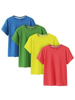 Kids T-Shirts Short Sleeve (4 Pack) 100% Cotton Plain Top Tees Boy & Girl Unisex Toddler Children Tie Dye Summer K01