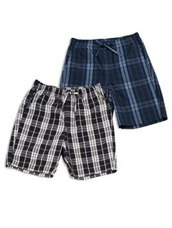 Men's Pajama Shorts (2 Pack) 100% Cotton Woven Sleepwear Lounge Pants PJ with Drawstring and Pockets Lightweight M92