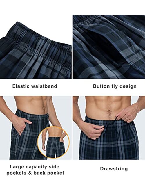 LAPASA Men's Pajama Shorts (2 Pack) 100% Cotton Woven Sleepwear Lounge Pants PJ with Drawstring and Pockets Lightweight M92