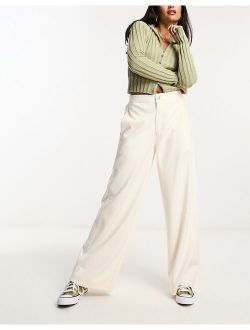 structured barrel leg pants in white