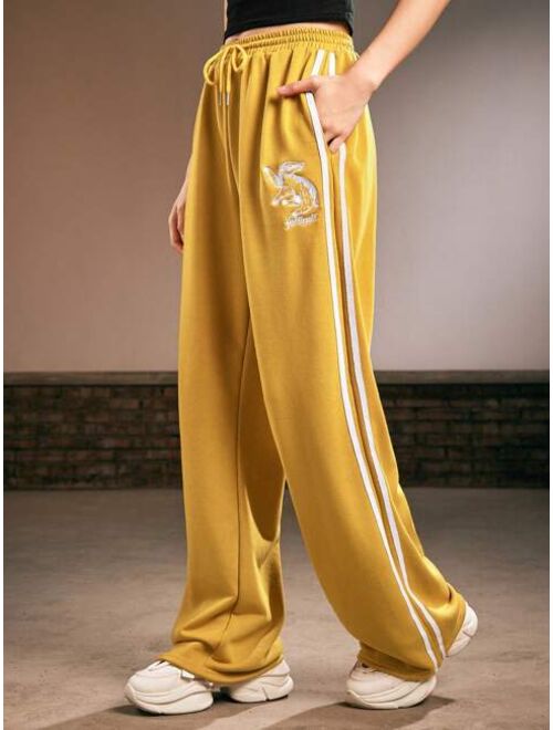 Harry Potter ROMWE Women s Sports Pants With Animal Embroidery And Ribbed Edges