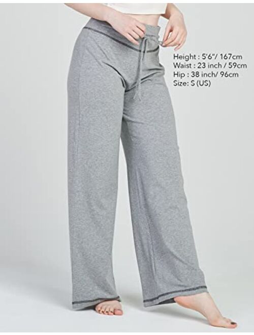 LAPASA Women's Pajama Pants Casual Wide Leg Loose with Drawstring Pocket Meditation Yoga Lounge Palazzo Stretchy Cozy L59/L98