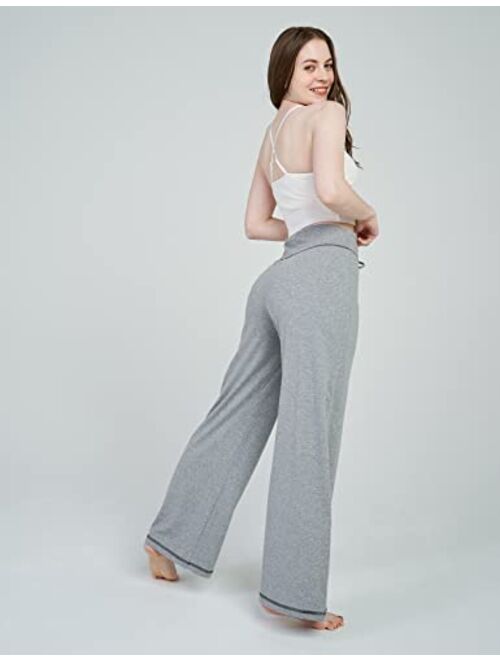 LAPASA Women's Pajama Pants Casual Wide Leg Loose with Drawstring Pocket Meditation Yoga Lounge Palazzo Stretchy Cozy L59/L98