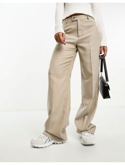 tailored pants in beige twill