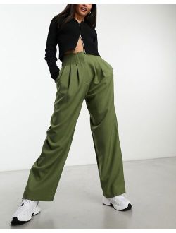 seamed high waist pants in olive