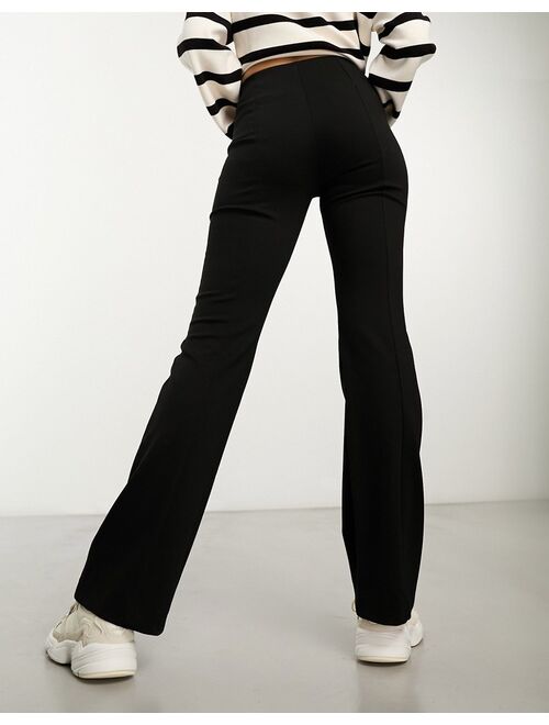 & Other Stories stretch high waist wide leg pants with zip details in black