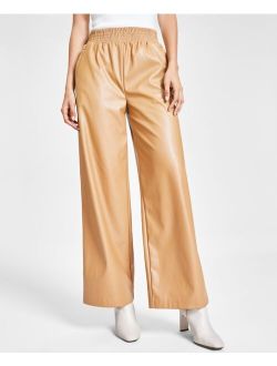 Women's Faux-Leather Wide-Leg Pants, Created for Macy's
