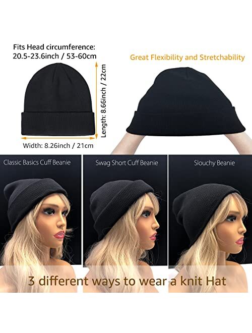 PHILIGHTS 100% Cotton Beanie Hat Knit Winter Hats for Women Men, Slouchy Beanies Cuffed Skull Cap Womens Warm Ski Hat