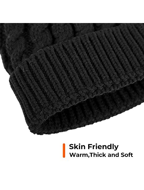 Livingston Women's Winter Soft Knit Beanie Hat with Faux Fur Pom Pom Warm Skull Cap Beanies for Women