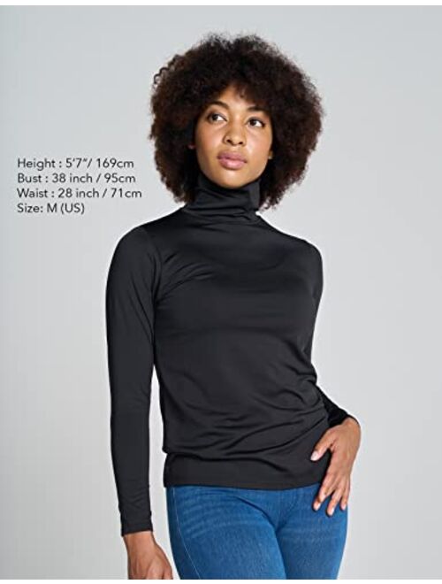 LAPASA Women Turtleneck Thermal Underwear Top Undershirt Lightweight Midweight Fleece Lined Long Sleeve Base Layer L88/L90