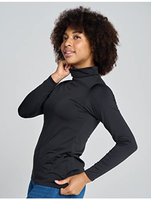 LAPASA Women Turtleneck Thermal Underwear Top Undershirt Lightweight Midweight Fleece Lined Long Sleeve Base Layer L88/L90
