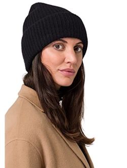 Style Republic Womens Chunky Knit Beanie, 100% Cashmere, Soft & Stretchy, Warm Hat for Winter