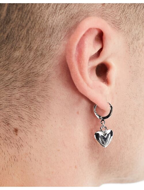 Faded Future heart charm earrings in silver
