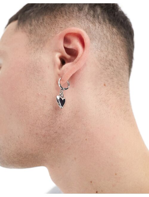 Faded Future heart charm earrings in silver